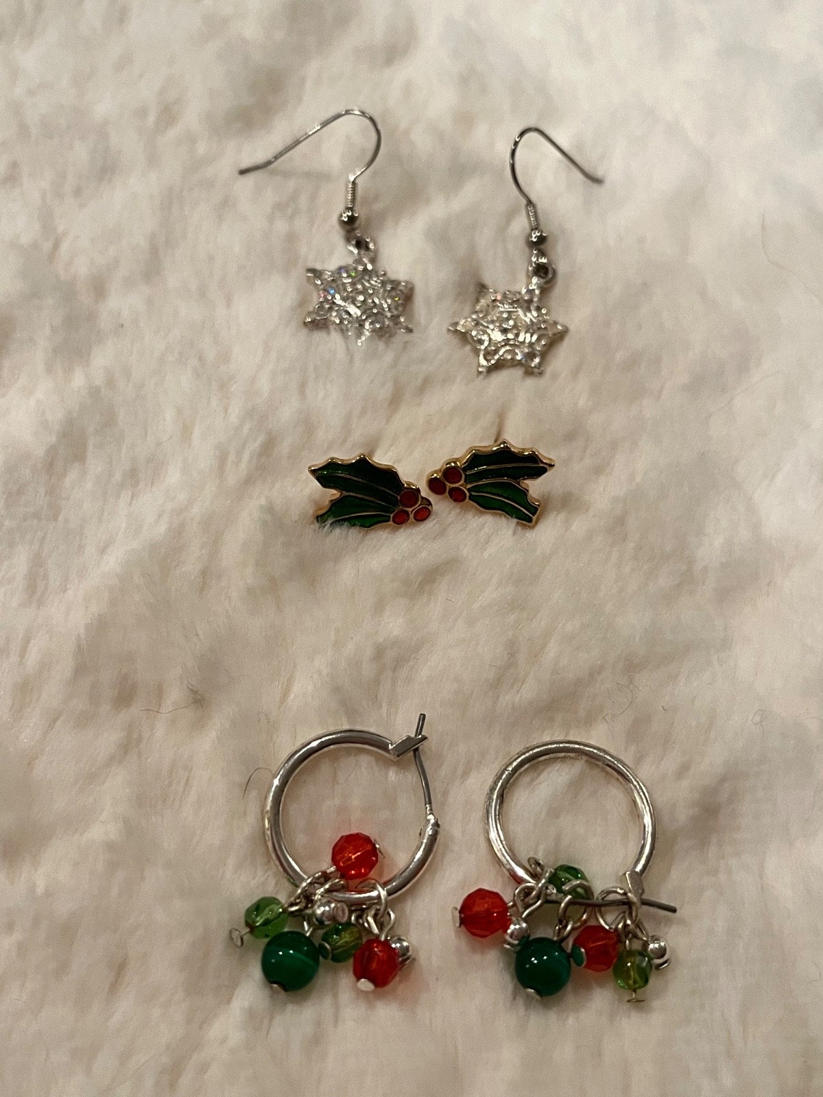 Vintage Christmas Earring Collection – 3 Pairs Pierced