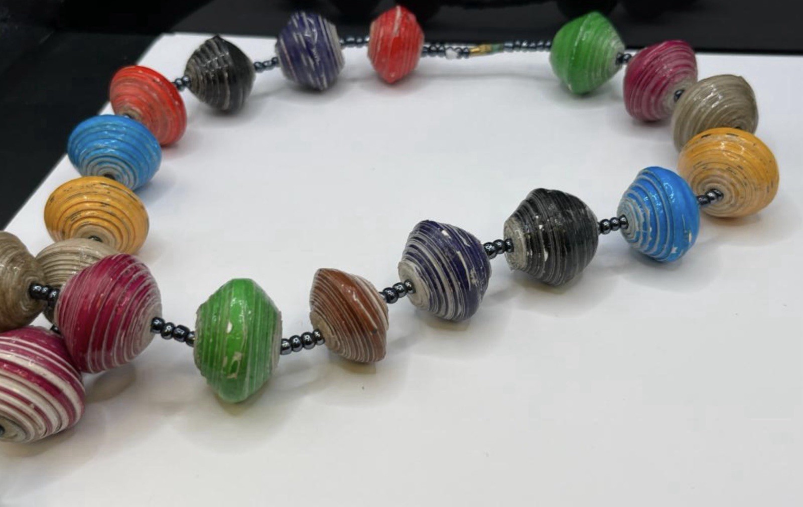 Vintage African Handmade Bead Necklace Uganda 30 Inch