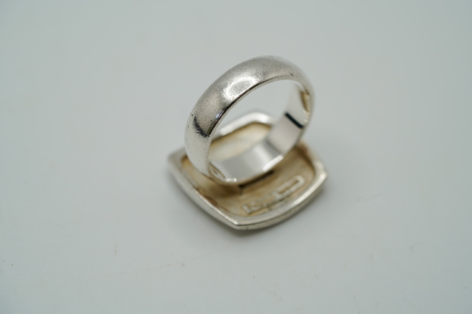 Vintage Sterling Silver 2cm Top Modernist Ring Size 8 JB48