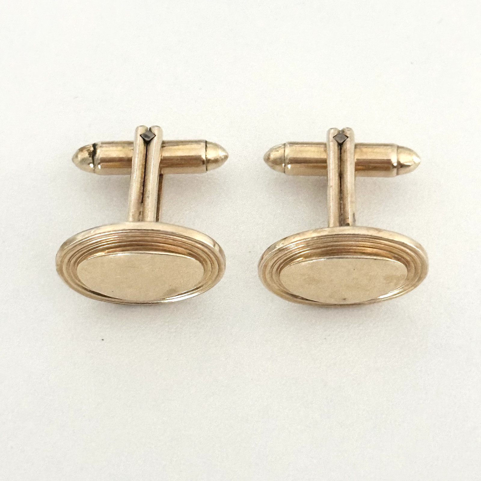 Vintage Hadley USA 12K Yellow Gold Filled Oval Bullet Back Cufflinks