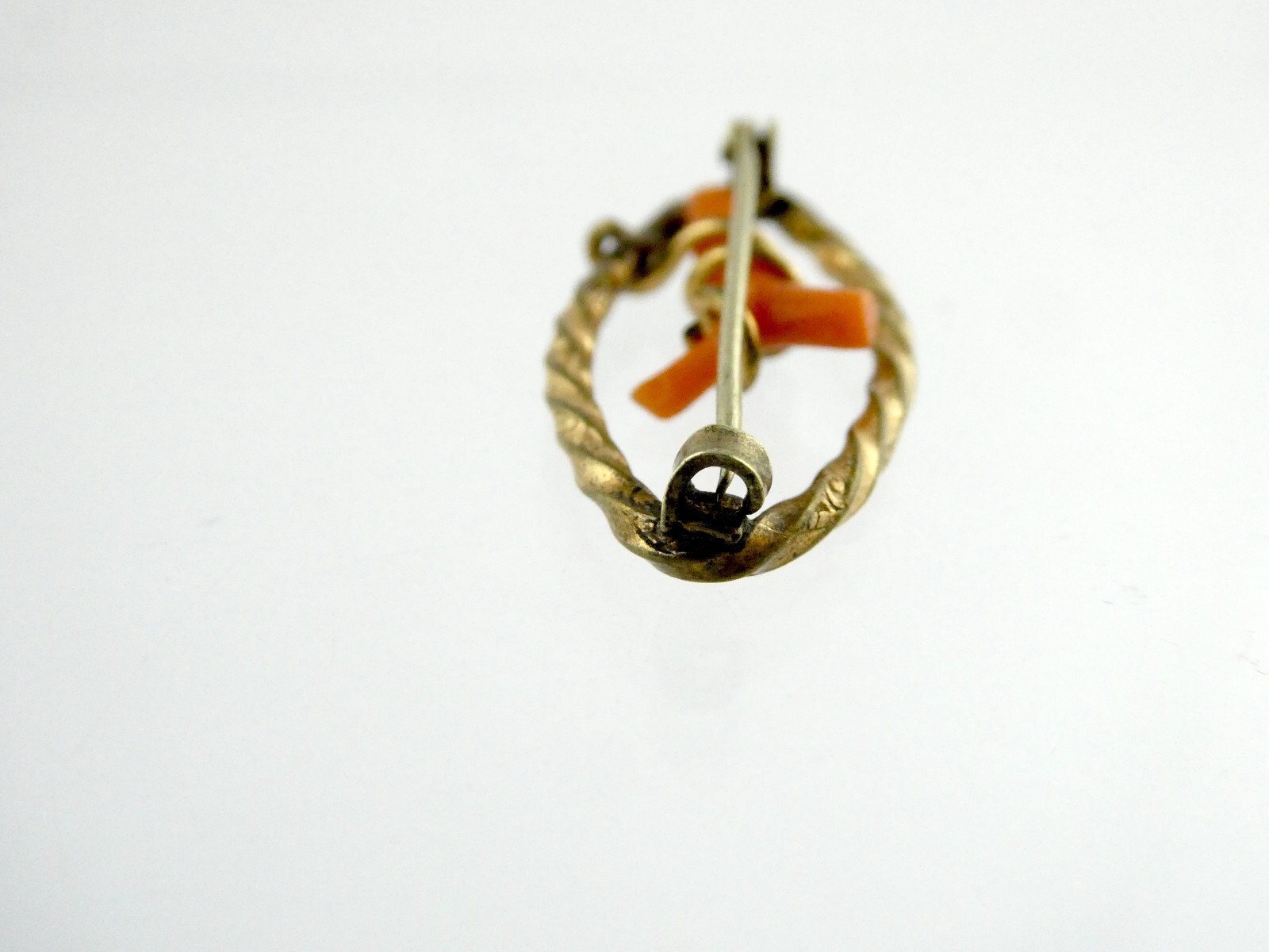 Antique Victorian Branch Coral Gold Filled Pin or Brooch Unmarked 2.2g 1 1/8 In