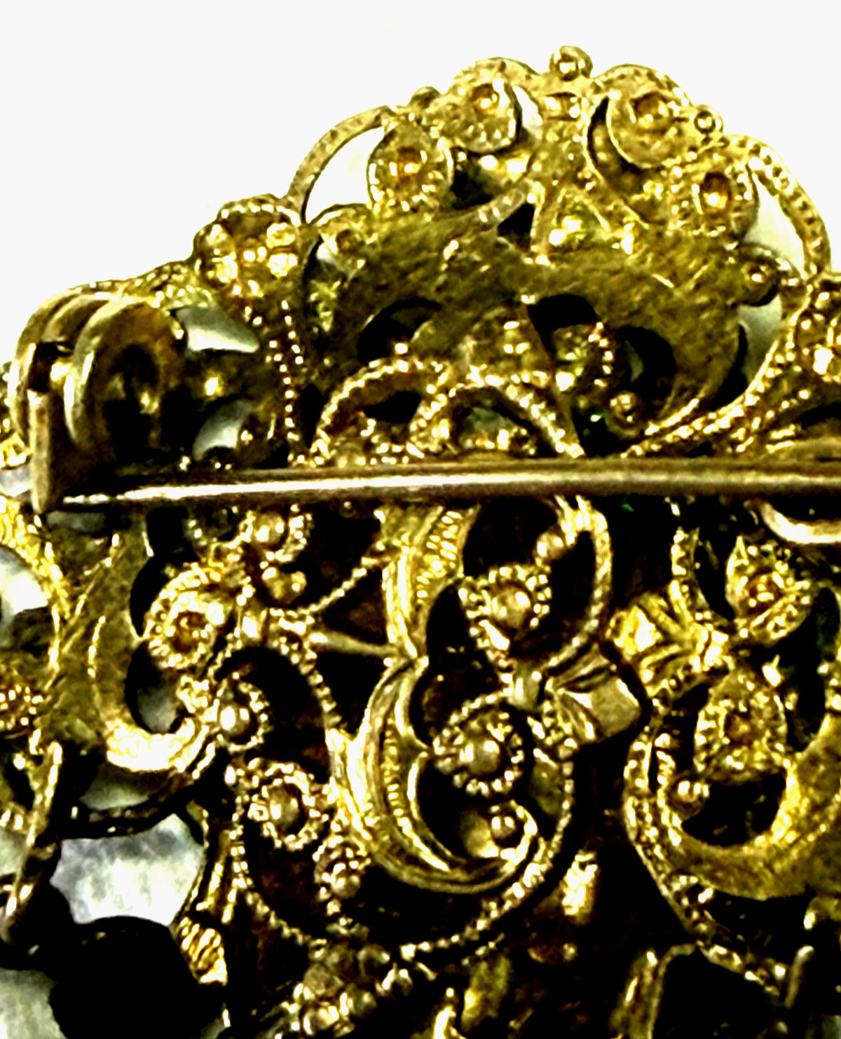 Antique Czech Art Deco Bohemian Glass Filigree Enamel Brooch Turban Sultan 1920s
