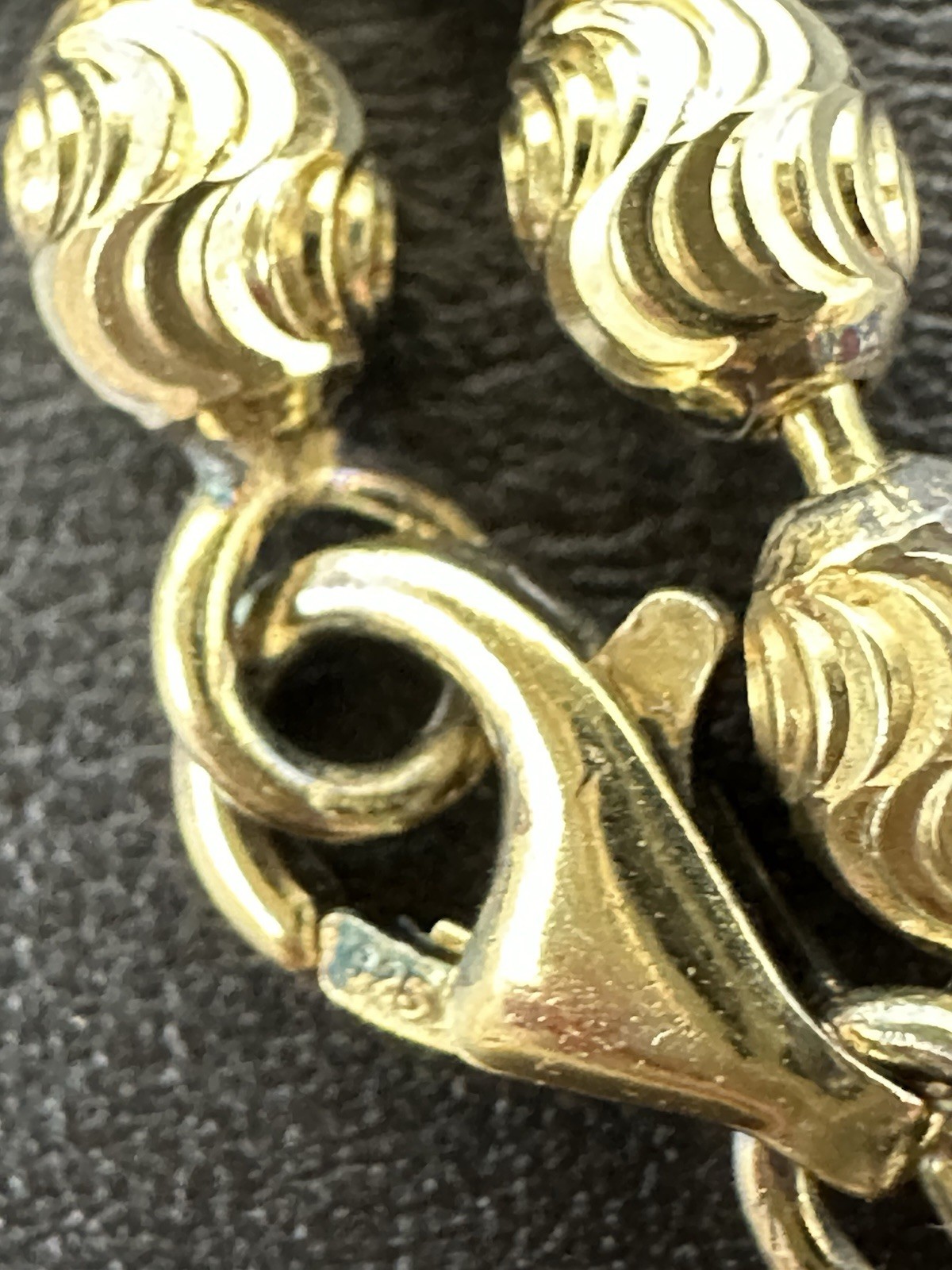 Vintage 925 Sterling Silver Gold Wash Diamond Cut Ball Chain Necklace Italy