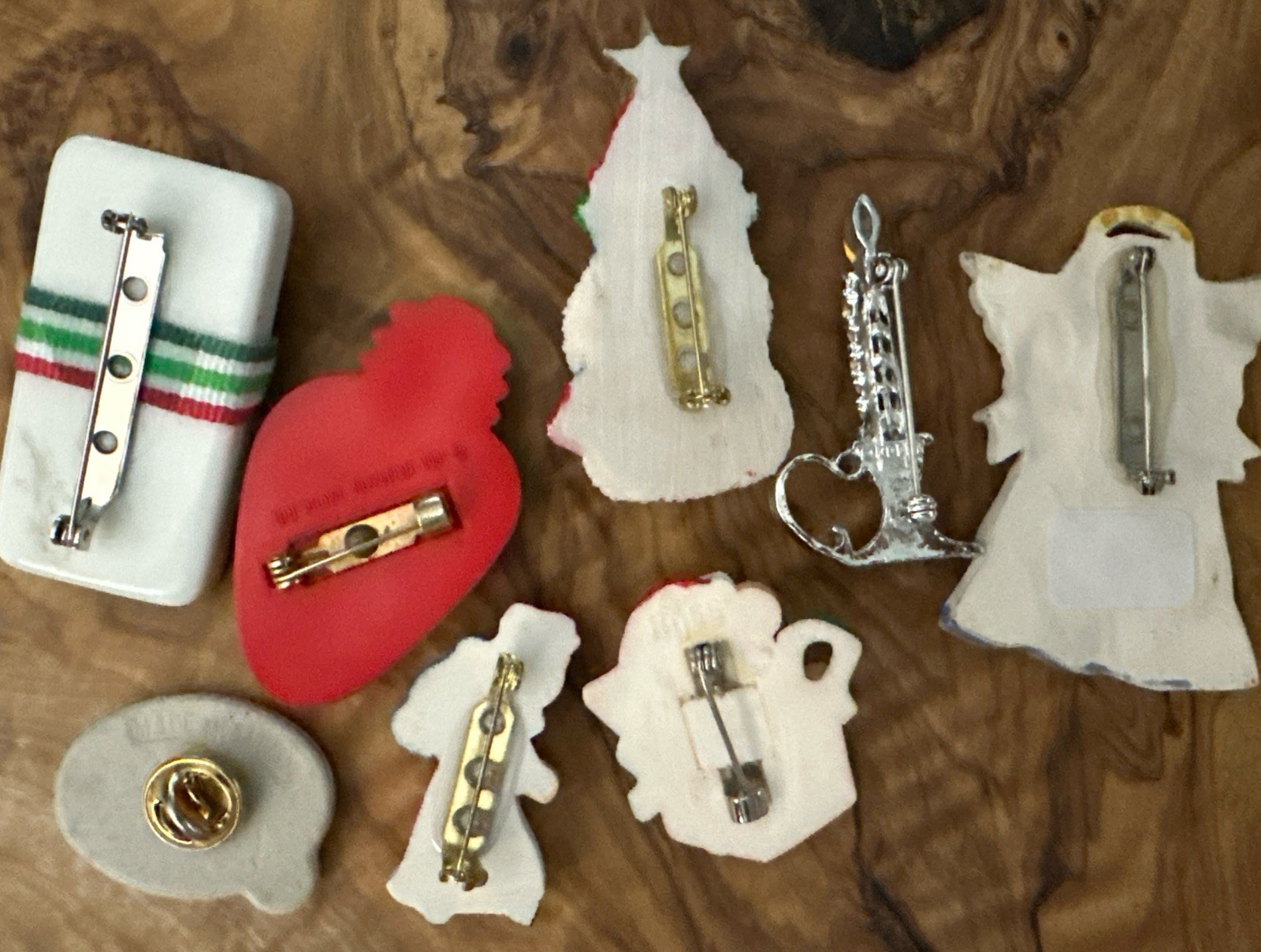 Vintage Christmas Holiday Pins Brooches Collection 8 Pieces Russ Hallmark 1980’s