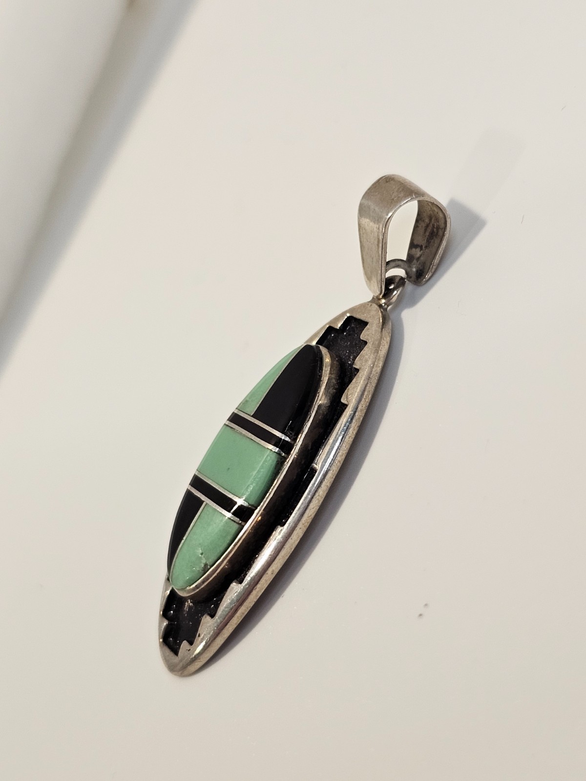Teme sterling silver pendant Native American inlay