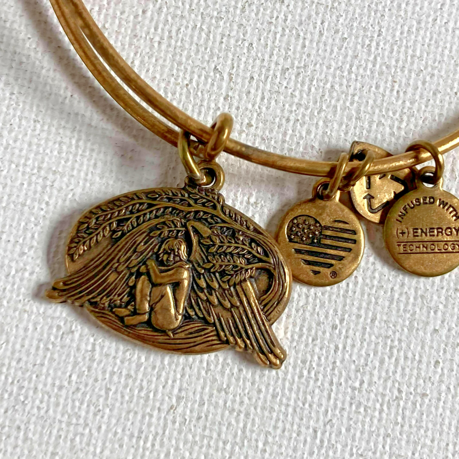 Bracelets 4 Vintage Alex and Ani Brass Friend with Flower Micky Mouse Angel Paw