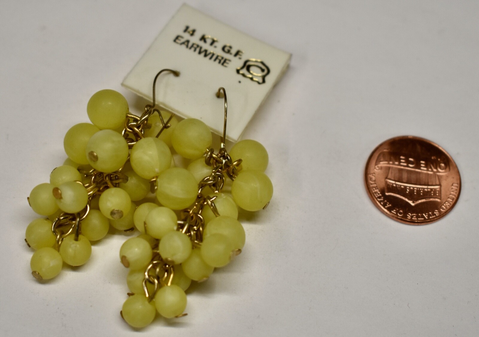 VINTAGE PIERCED EARRINGS grape clusters PLASTIC DANGLES GF WIRES LYG