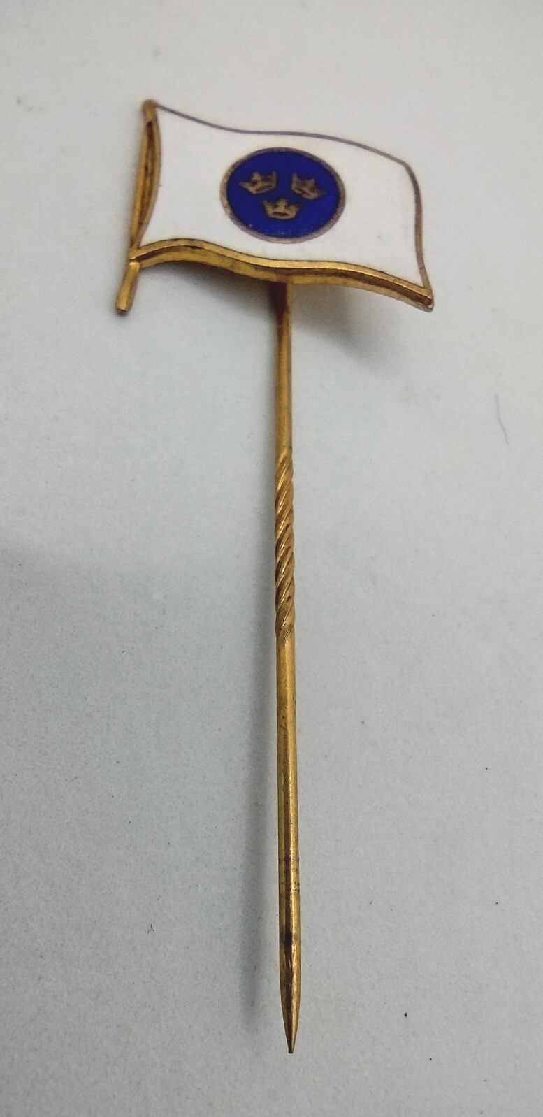 Vintage 1930s -1950s Swedish American Line Lapel Pin White Blue Enamel Estate