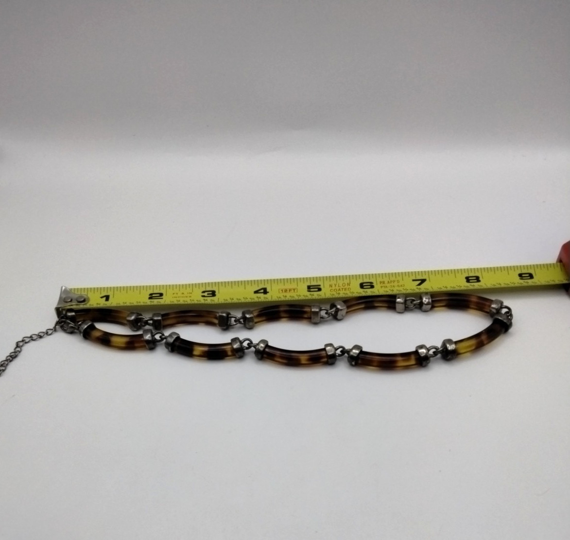 Vintage Faux Tortoise Shell Acrylic Necklace Adjustable