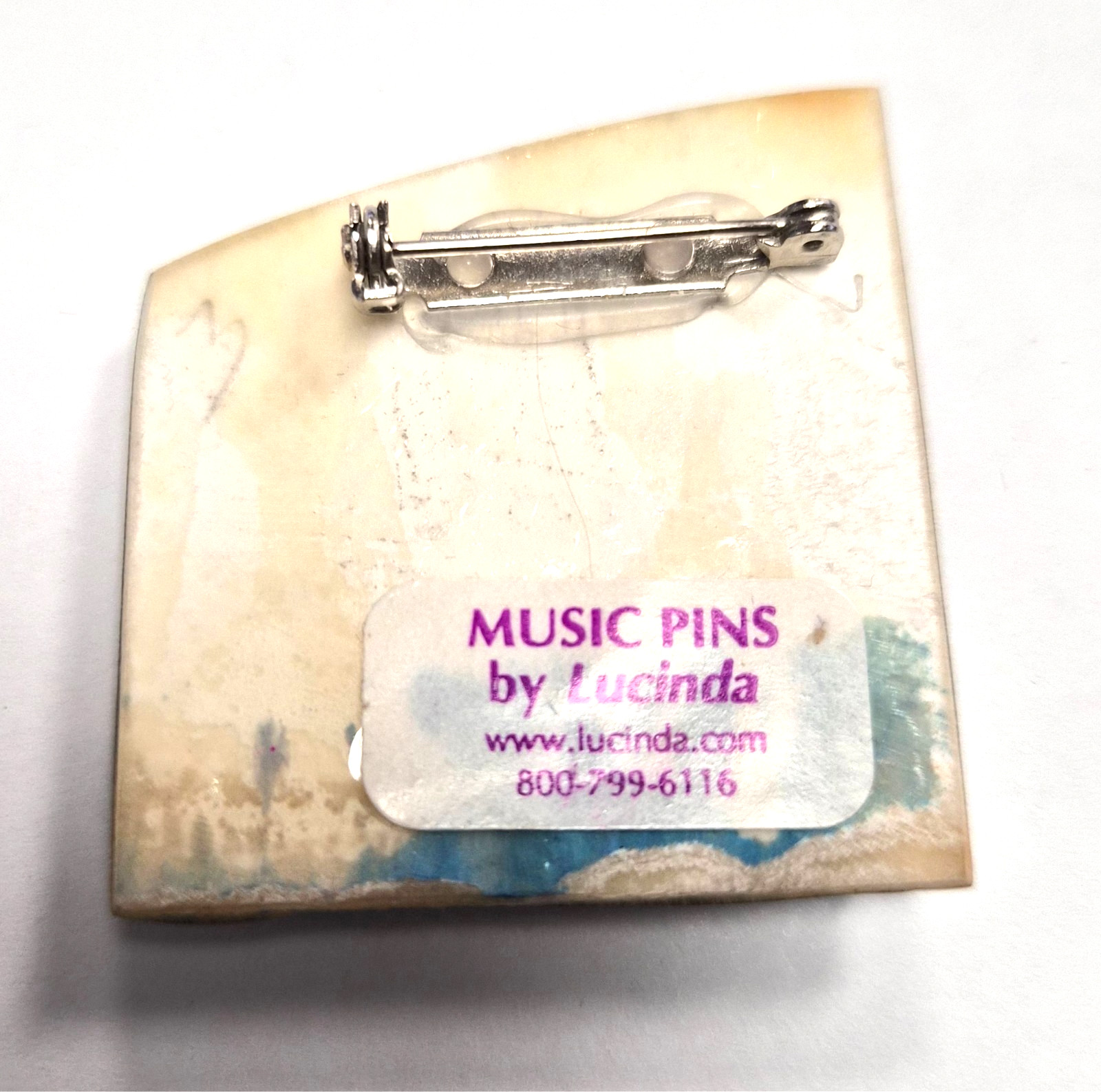 Vintage Music Pins by Lucinda Piano Clef & Blue Eighth Notes Pin / Brooch