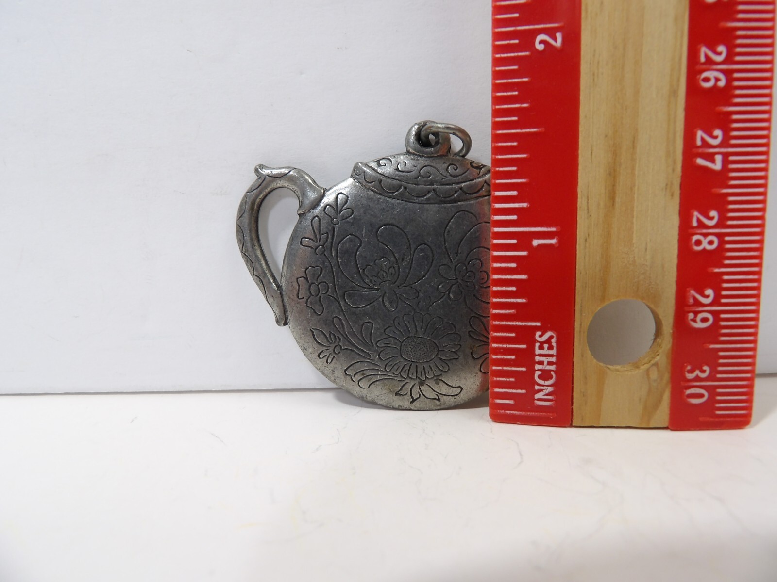 Vintage Havstad Tinn Signed Pewter Tea Pot Pendant Or Ornament ~ Made In Norway