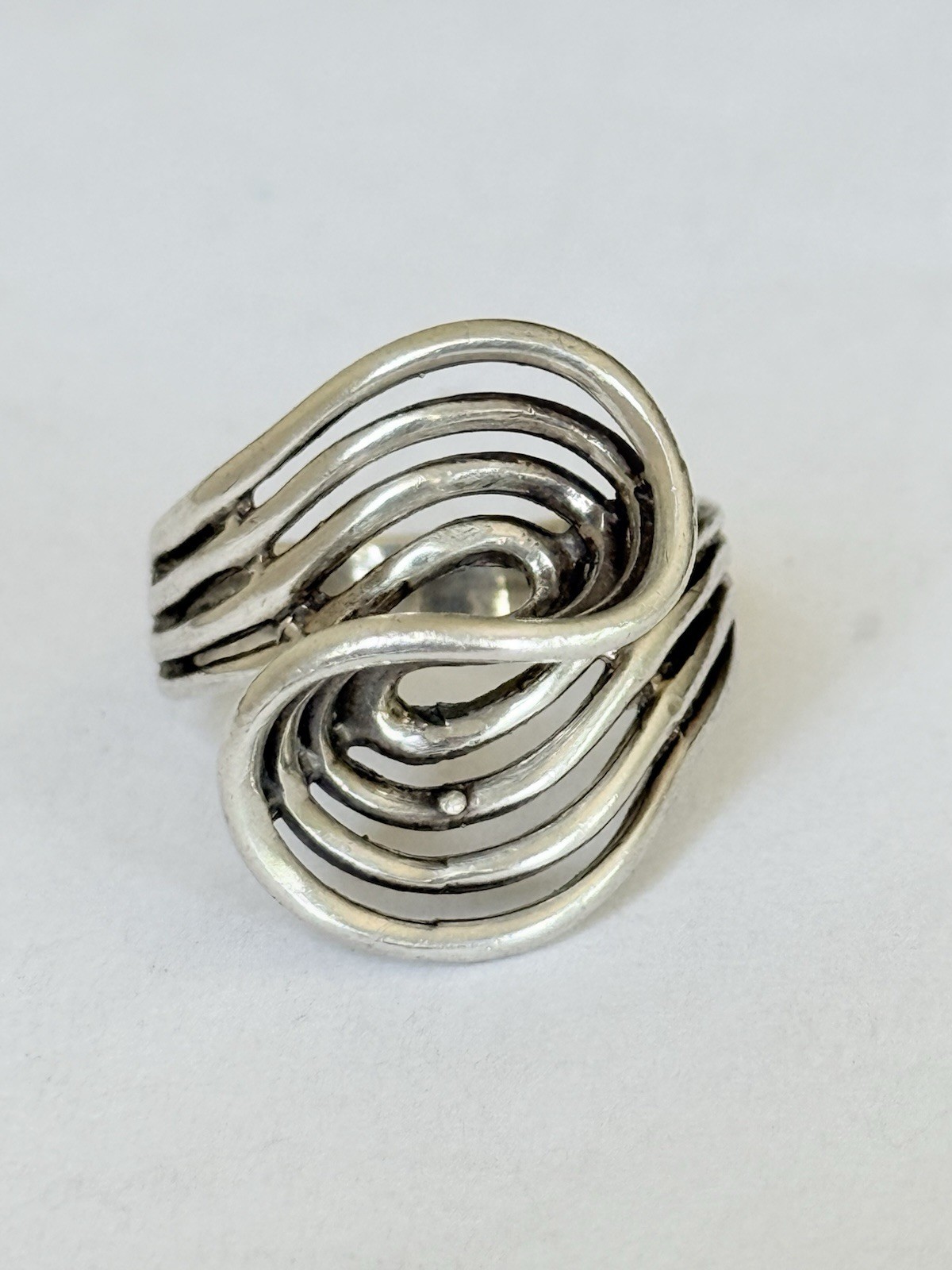 Vintage Signed Otto Robert Bade ORB Modernist Sterling Silver Ring Size 8