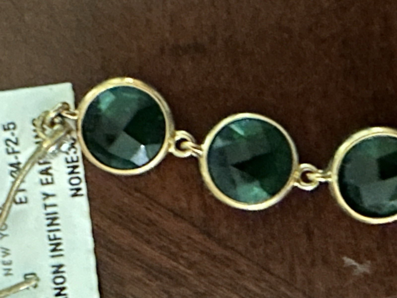 Stunning Lanthanon Green Crystal Gold Henri Bendel Vintage Dangling Earrings NWT