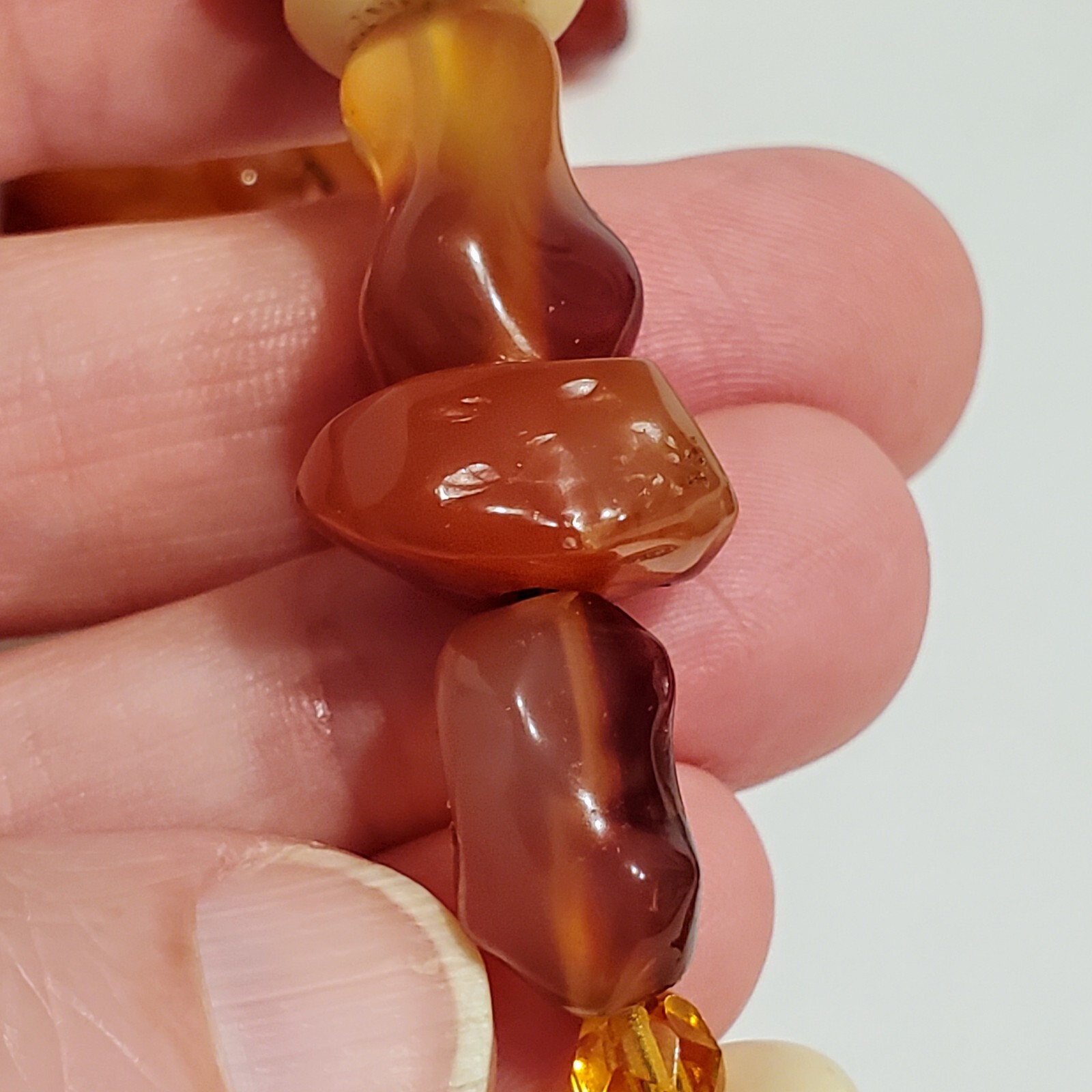 Bead Necklace Carnelian Agate Bone Crystal Butterscotch Egg Yolk Amber Beads UV