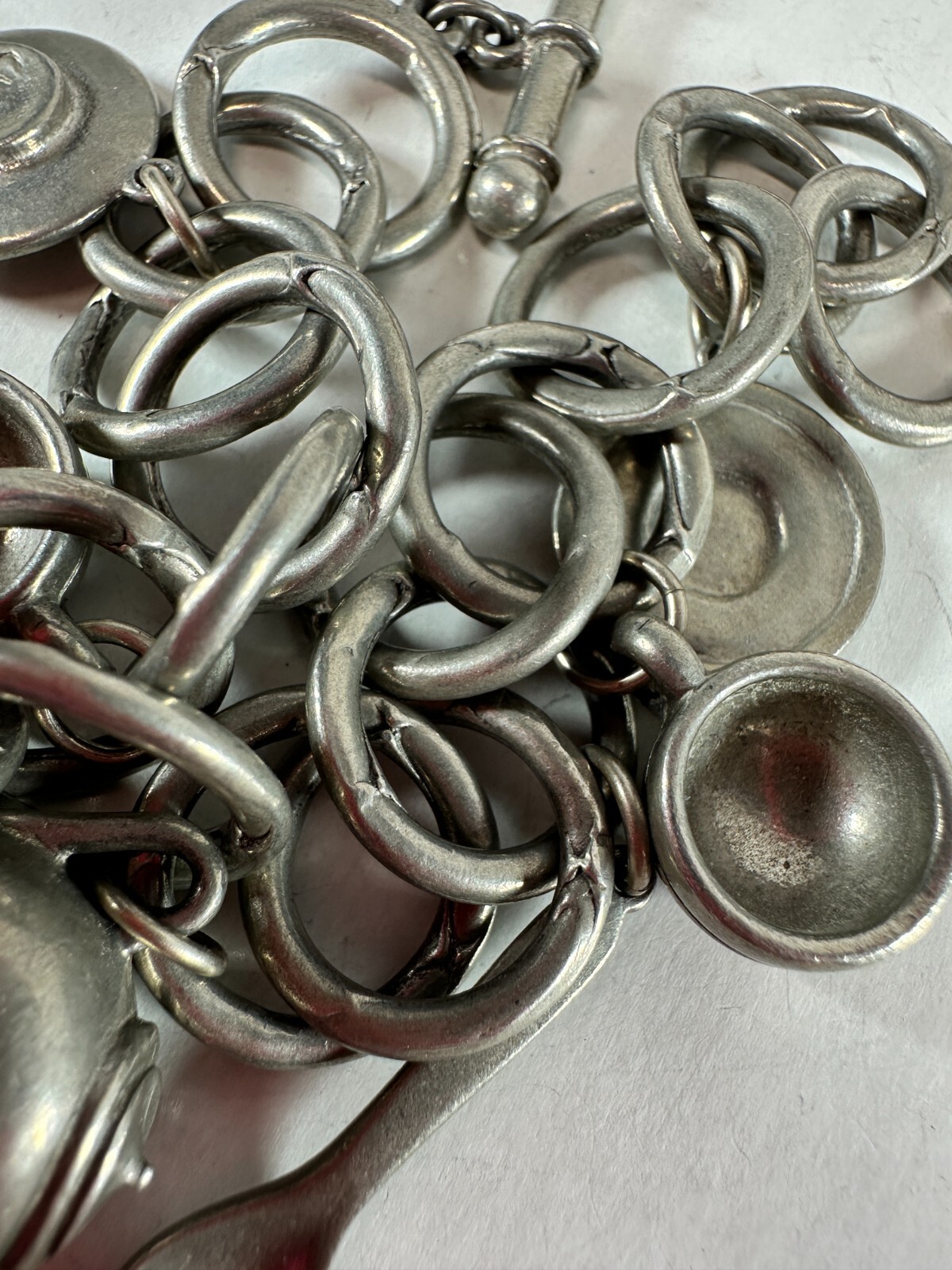 Vintage Bracelet Charm Clift Pewter Teapot Kitchen Tea time Theme Toggle Clasp