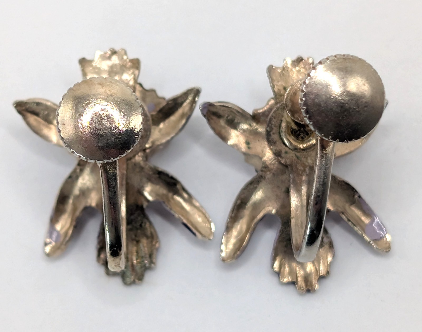 Vintage Orchid with Purple Stone Screwback Earrings – Free Shipping