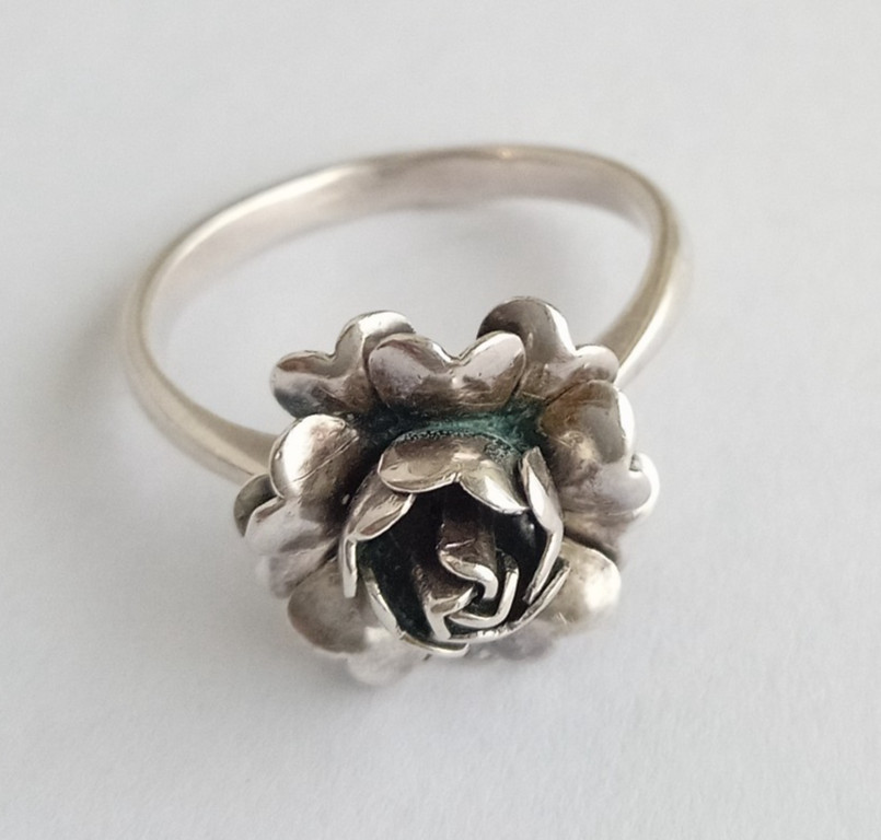 Vintage ring “Rose” Sterling Silver 875 star USSR time Women Jewelry size 8.5
