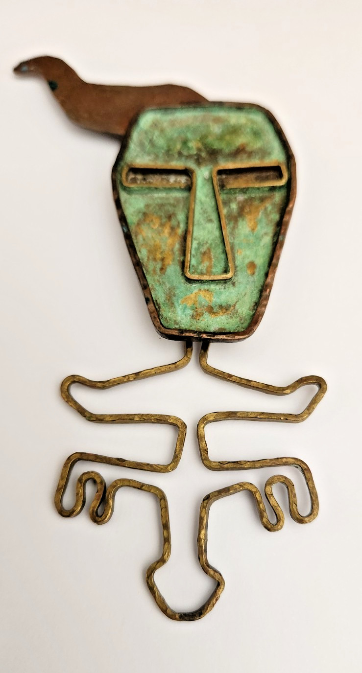 KEN BELDIN Mexico 1958 Modern Primitive Copper Pendant / Pin rare.
