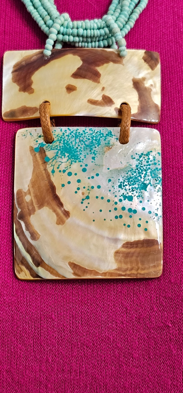 Made in the Philippines Rare necklace handmade and vintage made of seashell,