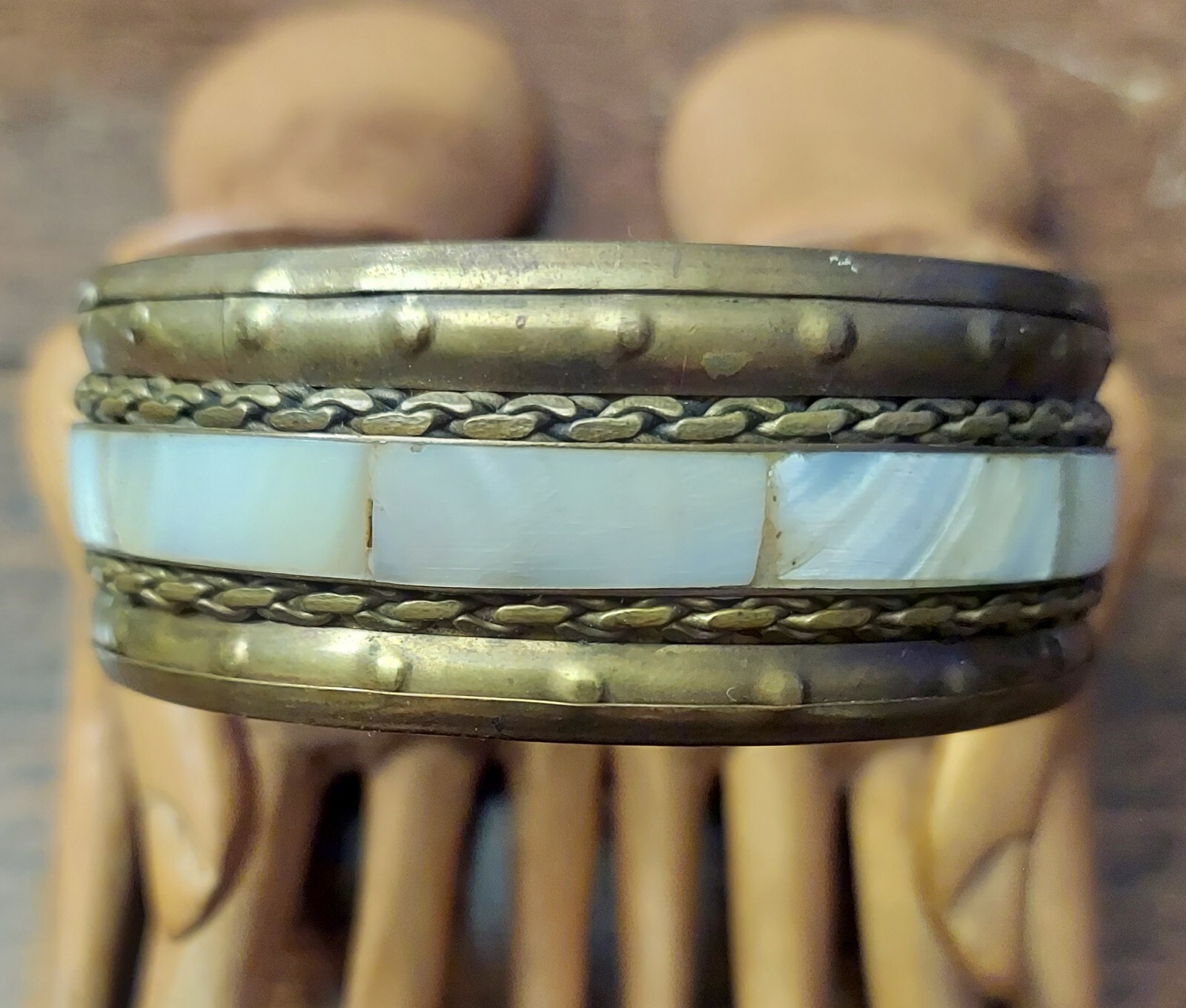 Brass and Shell Bangle Bracelet Jewelry
