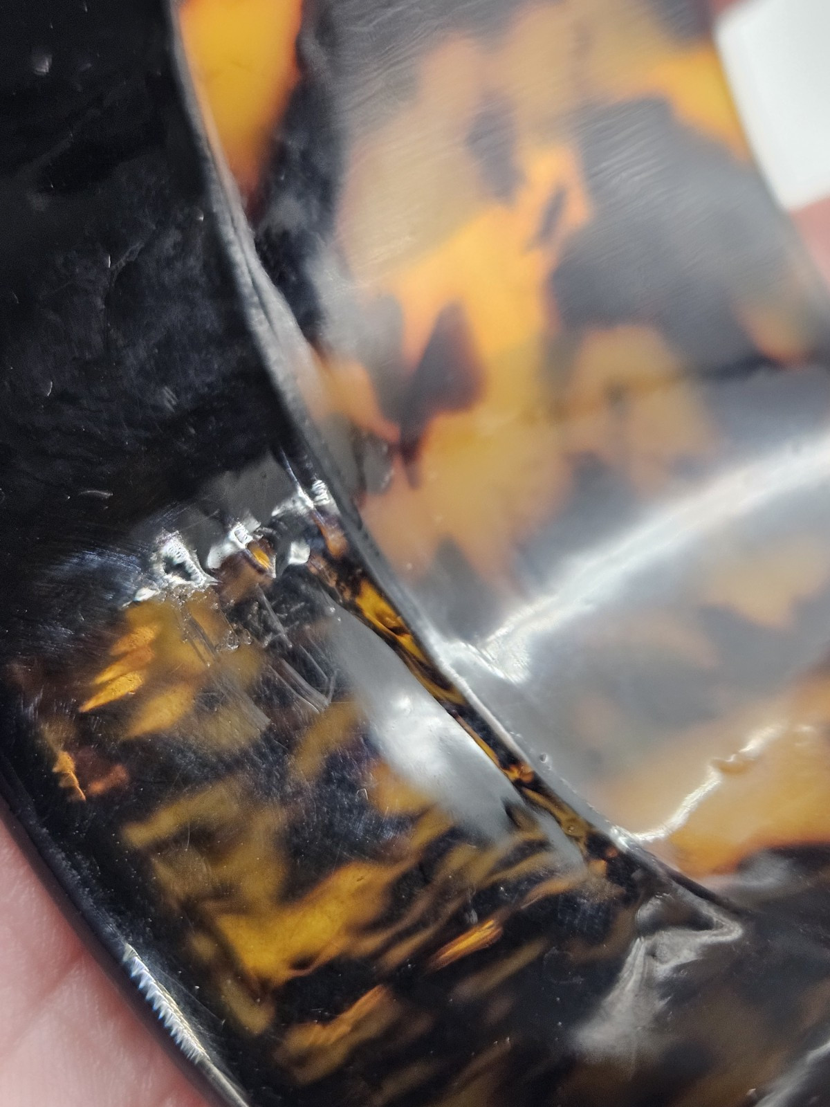 Vintage Faux Tortoise Shell Plastic Acrylic Wide Cuff Bracelet