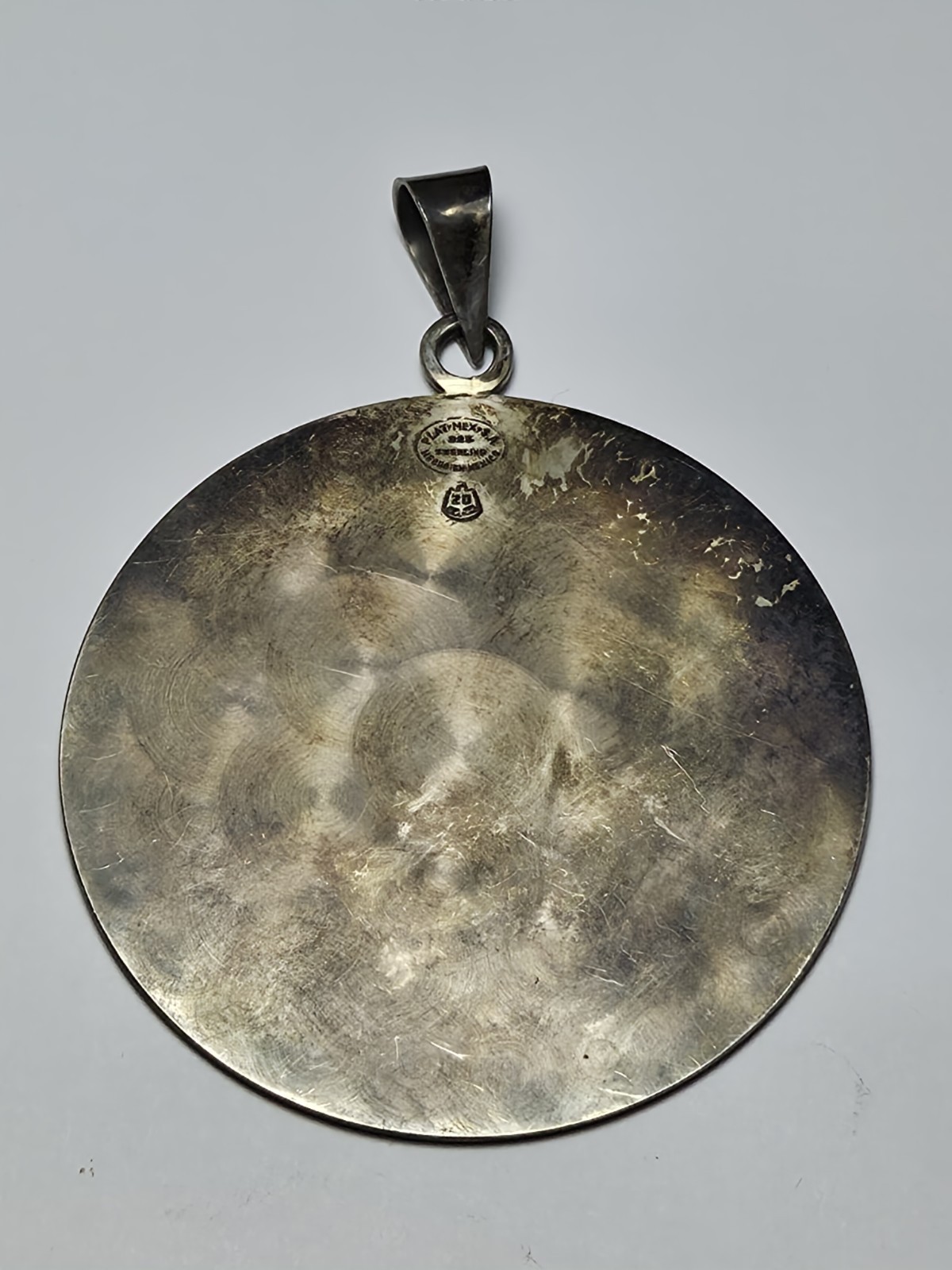 Vintage PLAT-MEX-SA .925 Sterling Silver Aztec Calendar Pendant