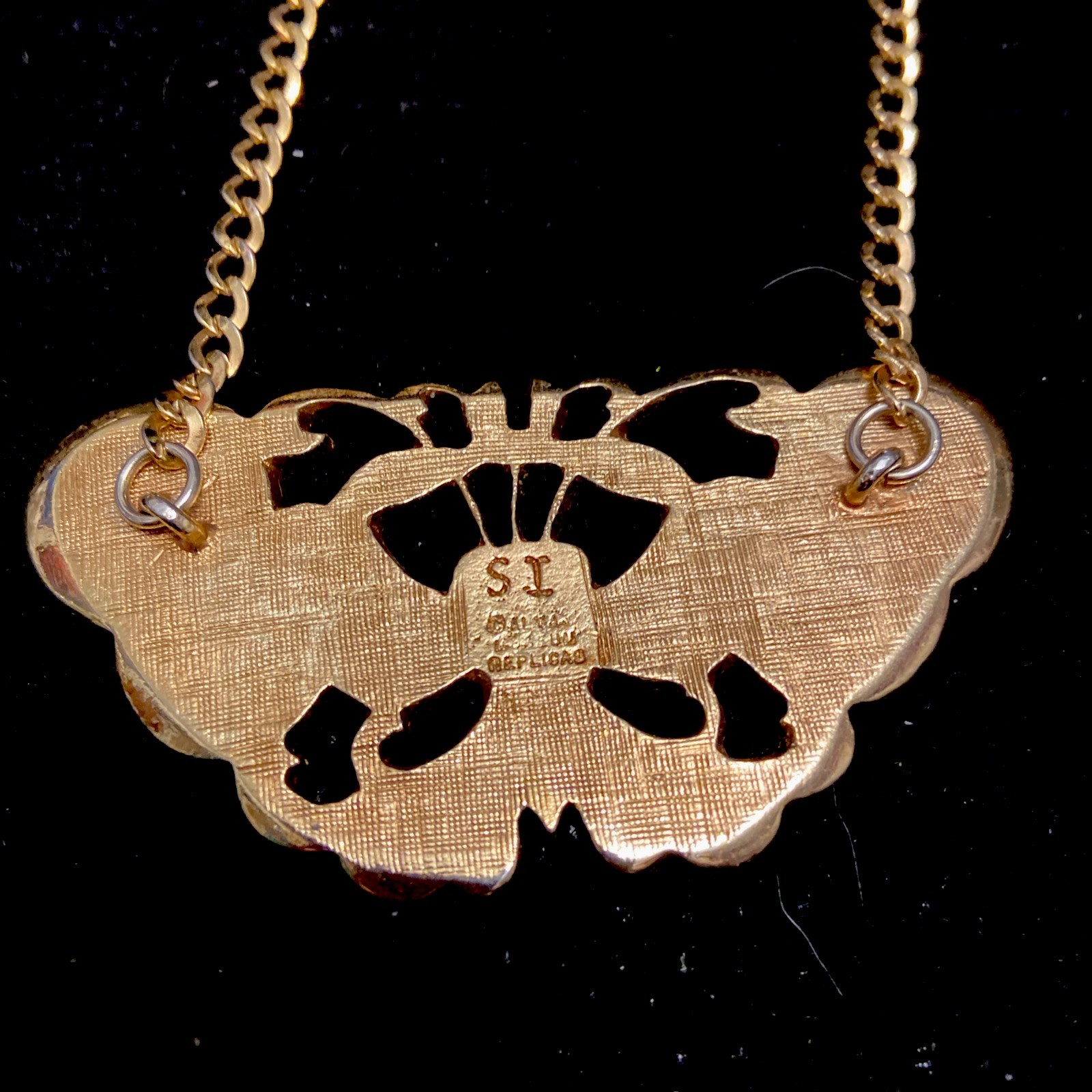 Vintage SI Alva Studios Asian Butterfly Replica Statement Necklace 1970’s