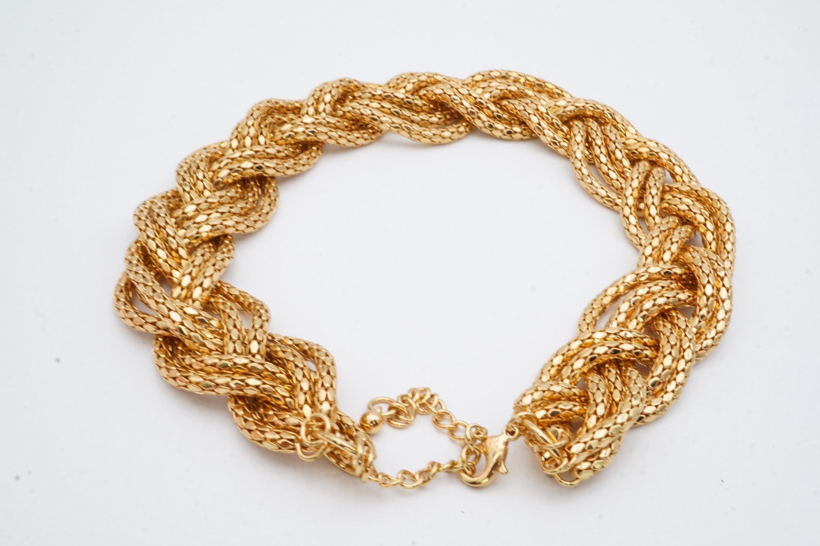 Vintage Necklace Gold Tone Braided Mesh 19″