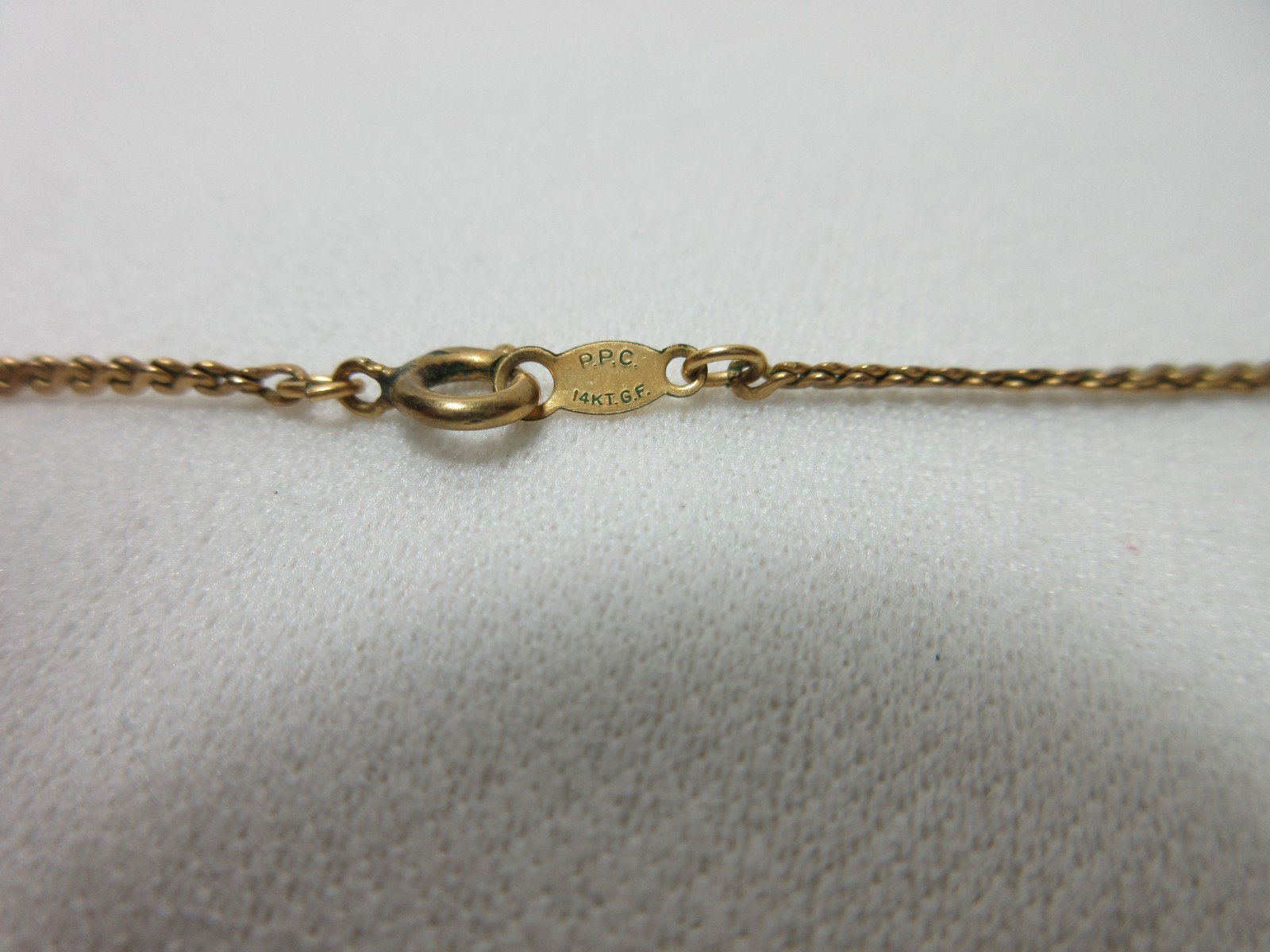 VINTAGE 14K & 12K YELLOW GOLD FILLED PPC NECKLACE CHAIN OPAL PENDANT #48