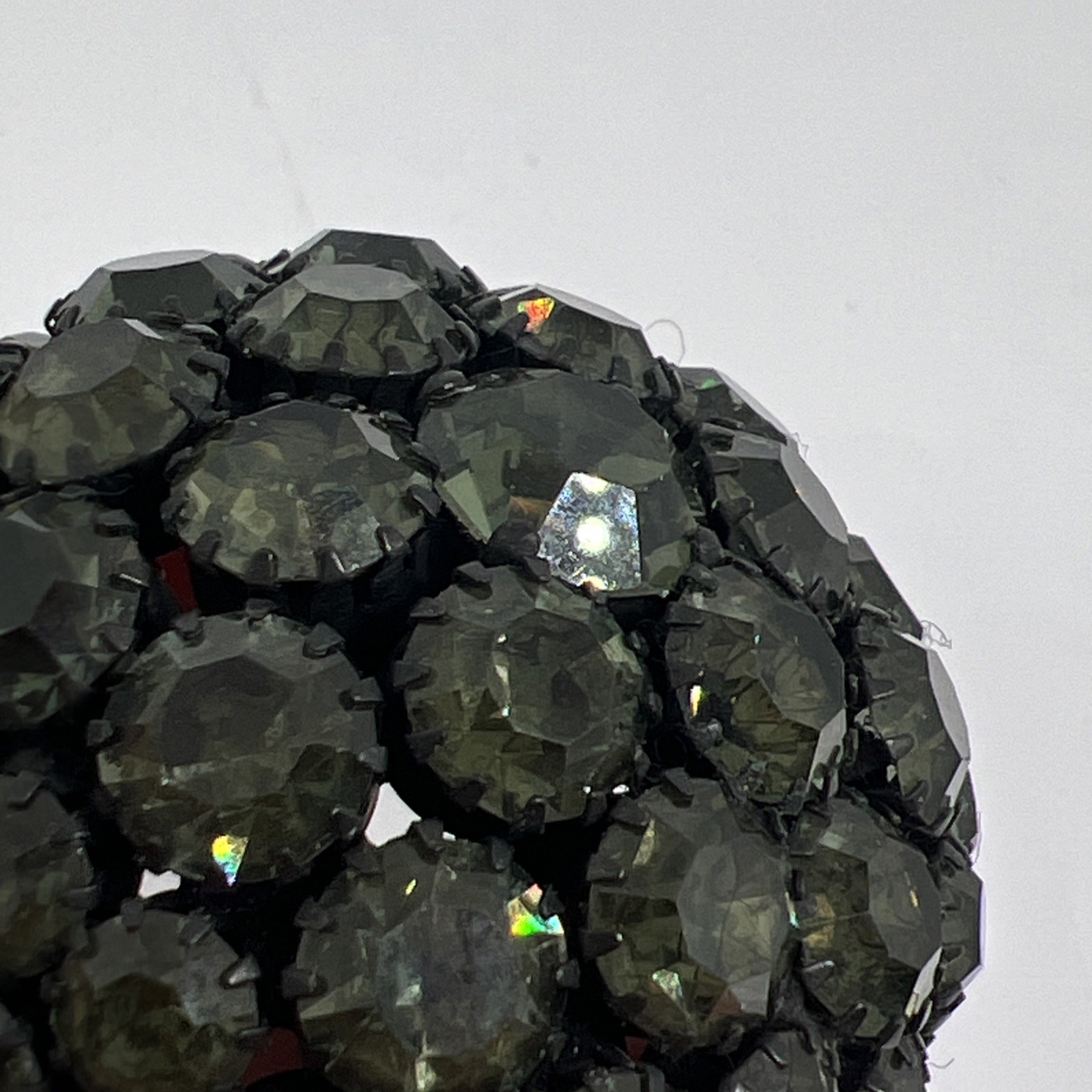 Vintage Signed Warner Black AB Rhinestone Dome Cluster Round 1.9” Brooch Pin
