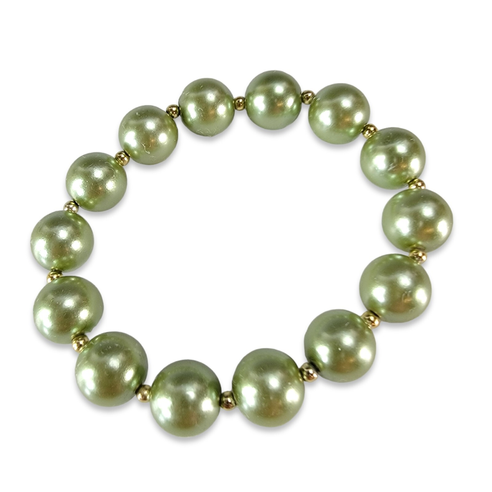 Vintage Pastel Faux Pearl Bracelets Gray Green Pink Jewelry Set of (3) 7.25″