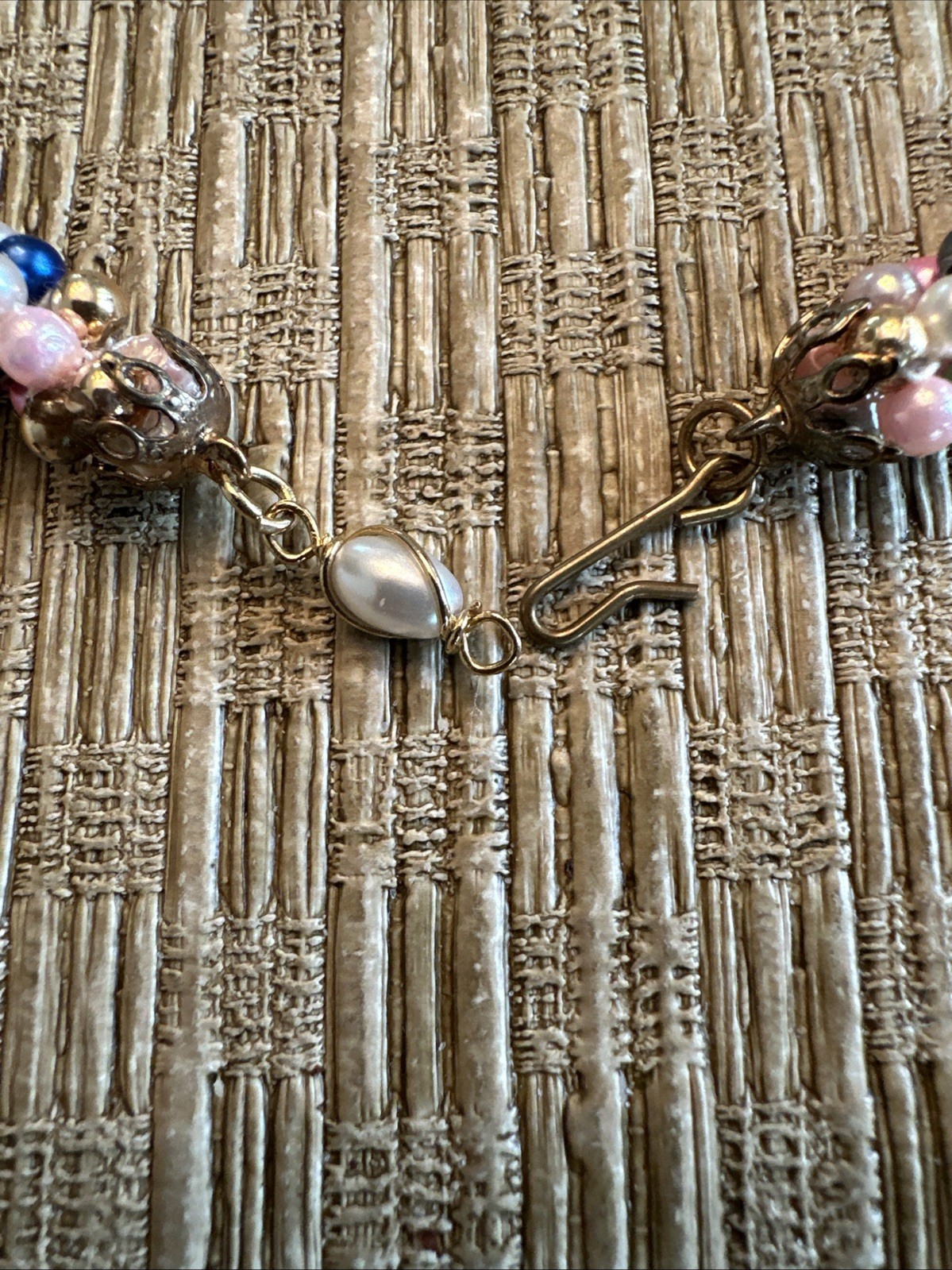 Vintage Style Beaded Necklace and Earings handmade beaded multi colored