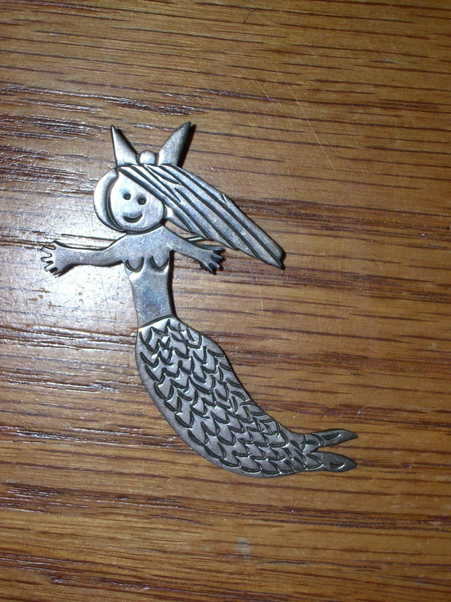Vintage Los Castillo 925 Sterling Silver MERMAID Pin Brooch Alex – TAXCO Mexico
