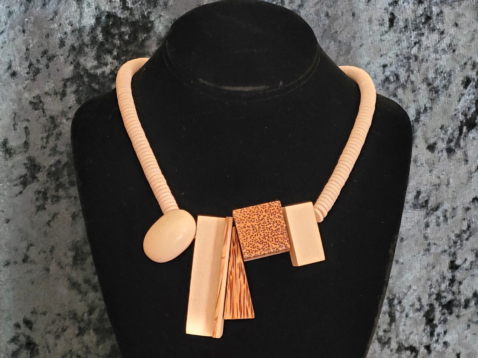 Interesting Hand Crafted Vintage Wood Necklace ~ Different Shapes & Textures