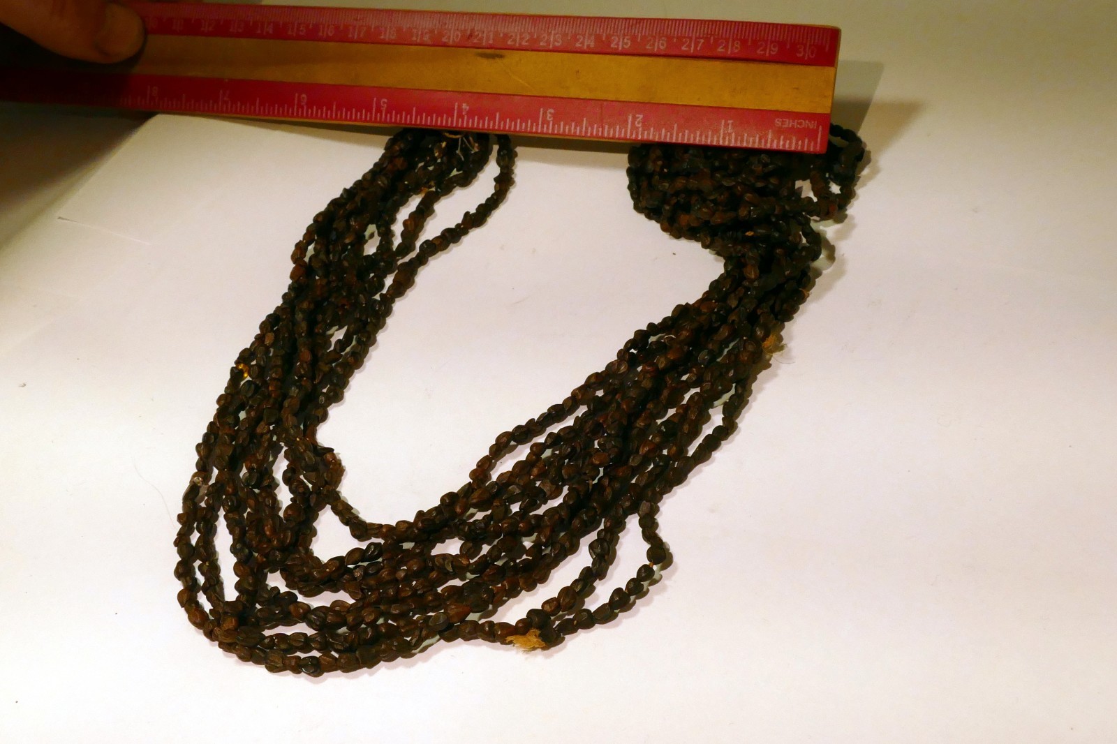 Multi-Strand Brown Seed Bead Necklace Dark Brown Vintage South West USA