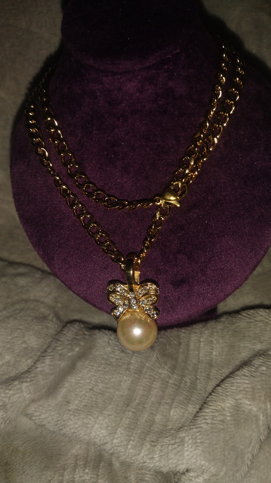 Vintage Monet Pearl And CZ Gold Necklace