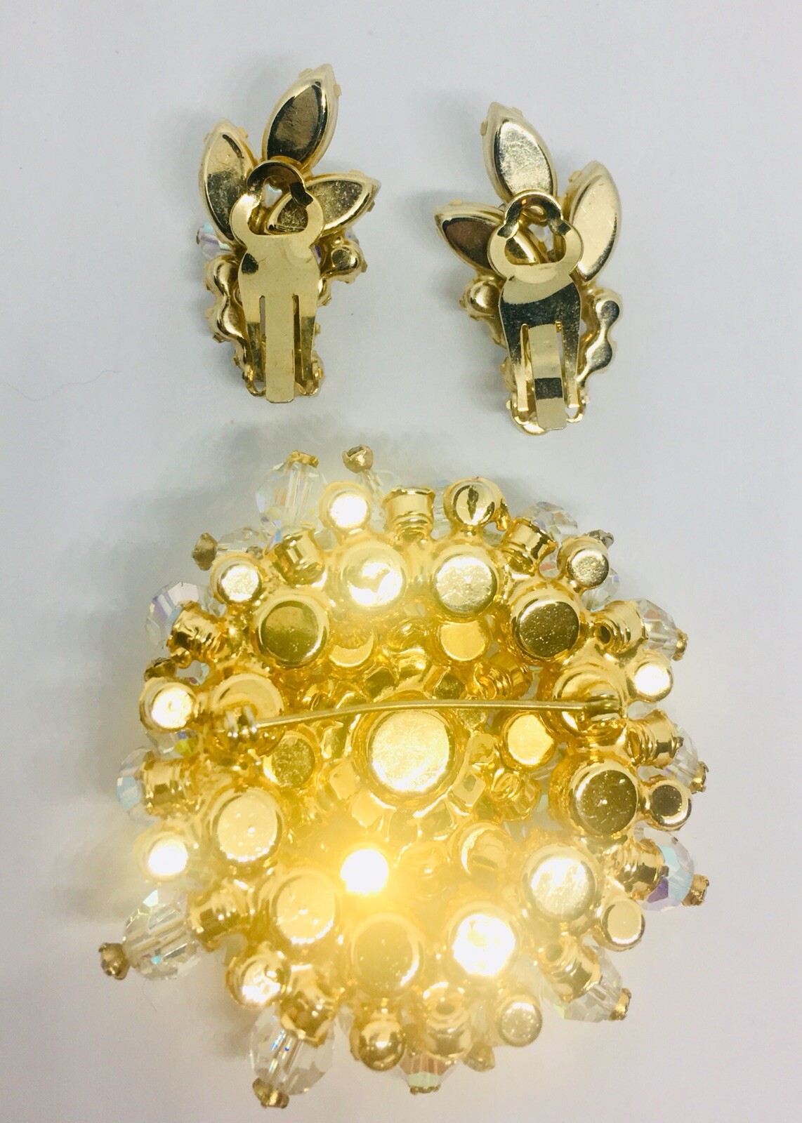 Juliana Delizza & Elster Huge AB Cha Cha Brooch & Earrings Demi Vintage Jewelry