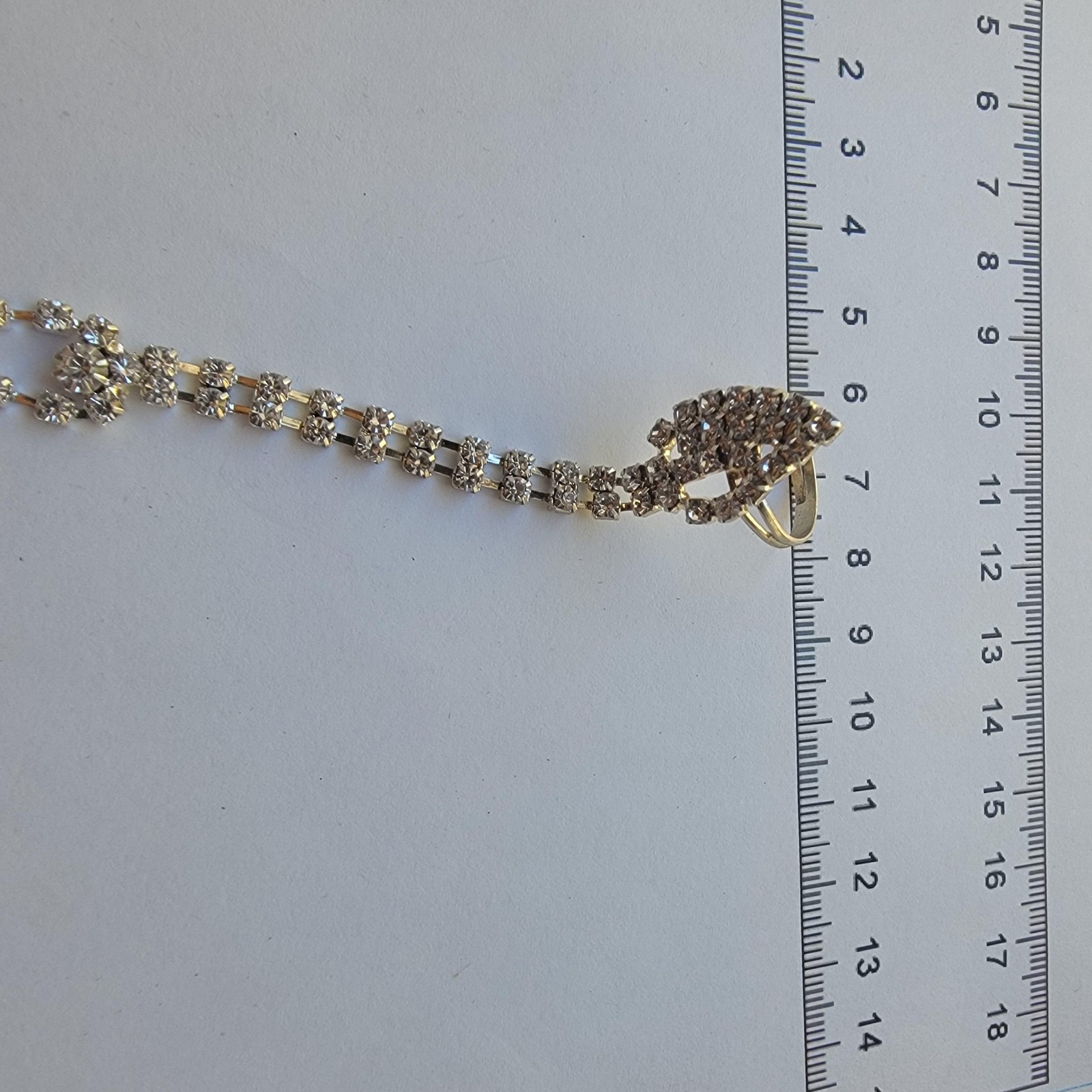 Silver Rhinestone Chain Bracelet Ring Hand Harness Bridal Lobster Clasp Jewelry