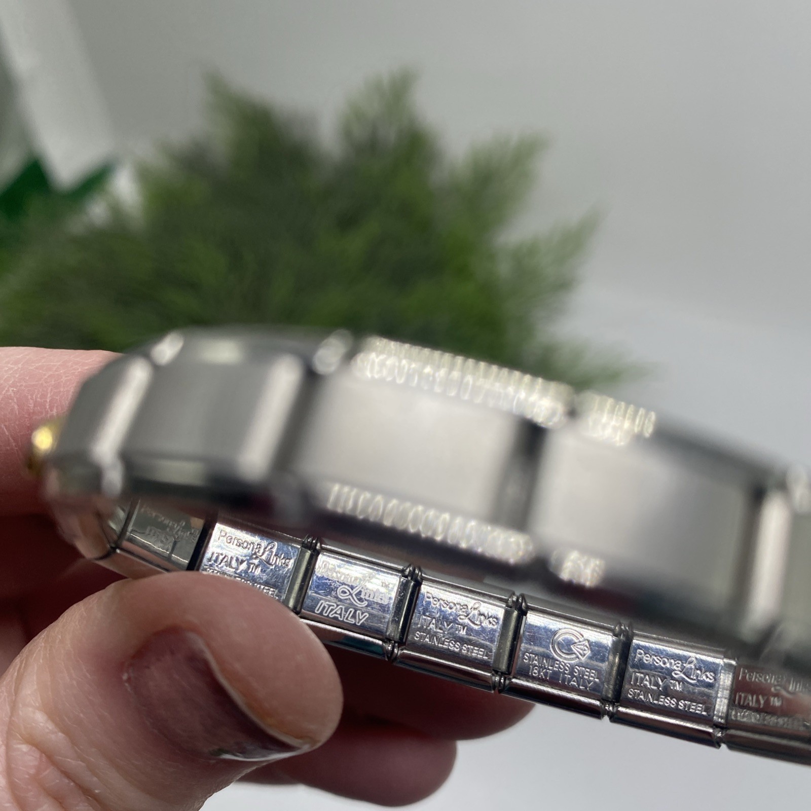 Vintage Italy Persona Links Stainless Steel 18K Uberry Links Expansion Bracelet