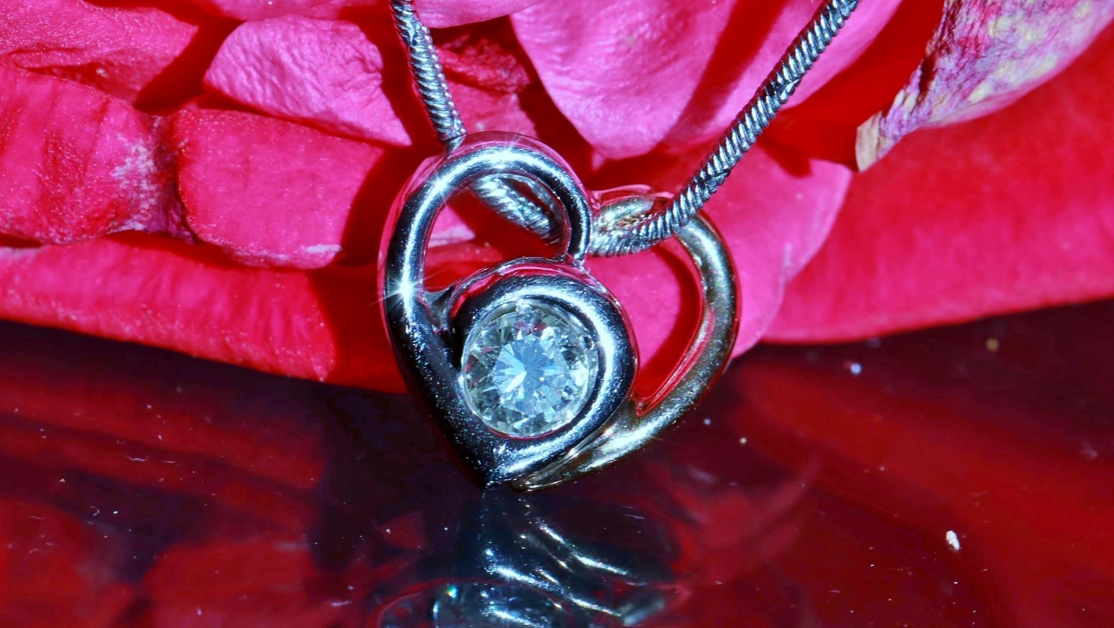 14k multi tone gold pendant 0.35ct natural diamond heart 18.0″ necklace 5.38gr