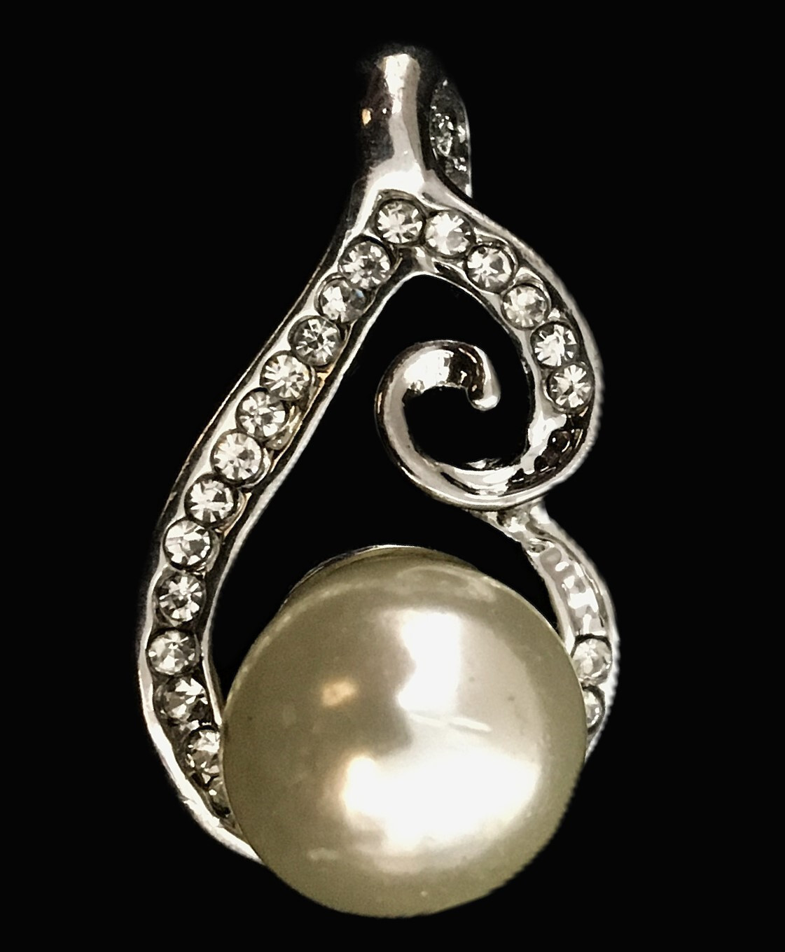 Lot of 5 Vintage SilverTone Pendants Faux Pearl Rhinestone Love Hearts Flower