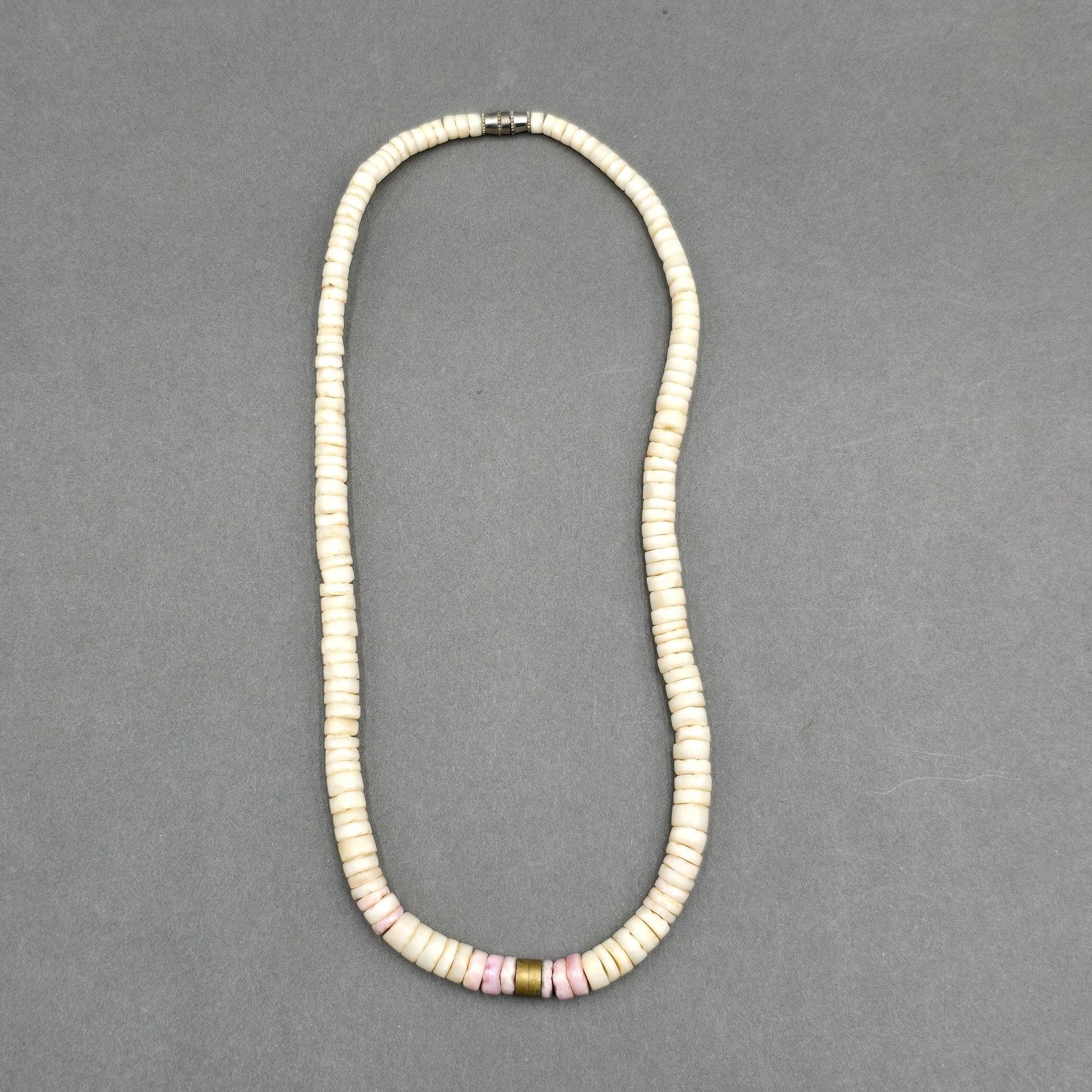 Vintage White Pink Puka Shell Choker Necklace 14″ Surfer Boho Authentic