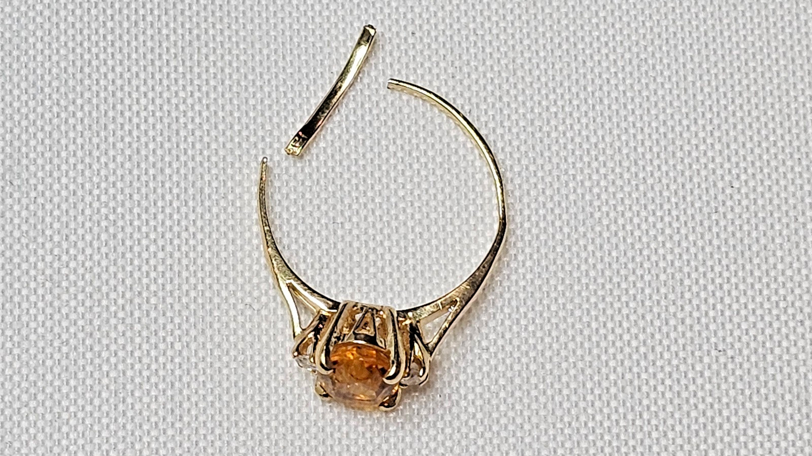Vintage 14K Yellow Gold Citrine Diamond Ring 2.0 Grams Repair/Repurpose – Notes