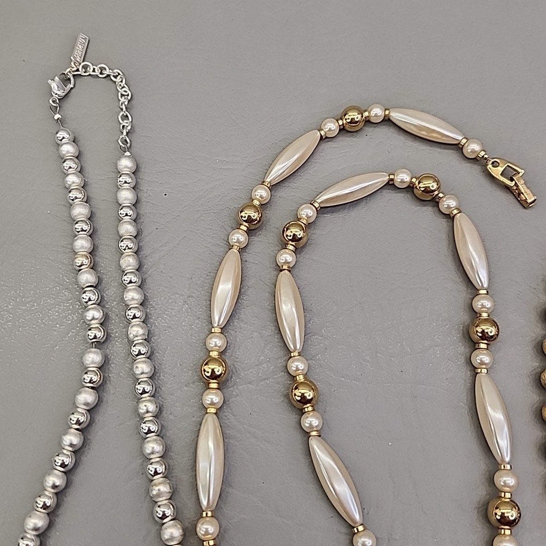 Vintage Napier Beaded Necklace Lot of 3 Metal Beads Acrylic