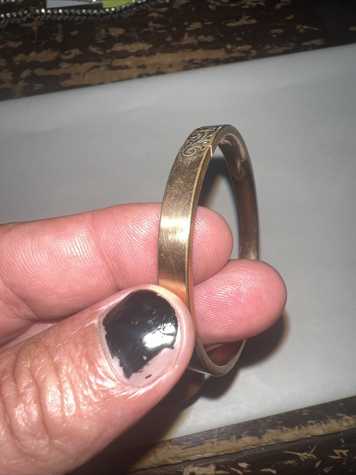 Vintage Victorian AAG 1/10 Rose gold Engraved Etched Bangle Bracelet READ