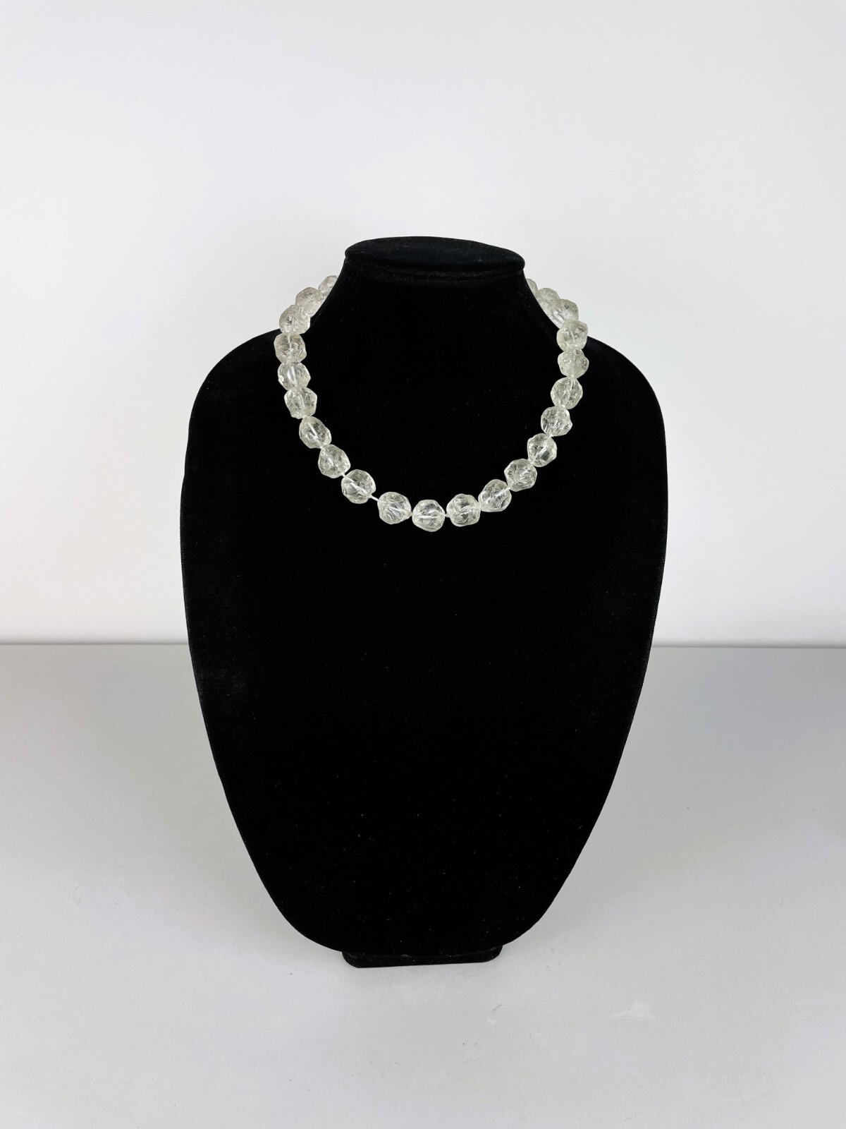 Vintage 1980’s Rock Crystal Quartz Crystal Nugget Tumble Necklace 20″