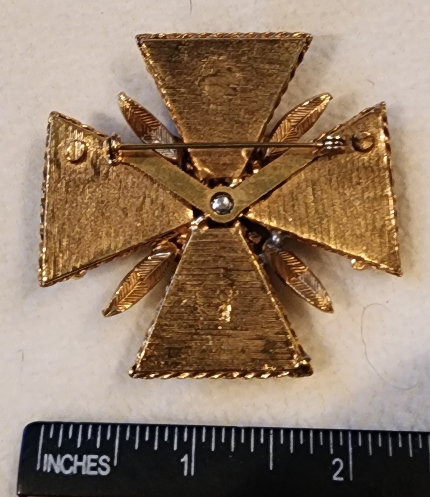 Vintage Cannetille Gold-tone Maltese Cross Pin/Brooch, By Florenza?