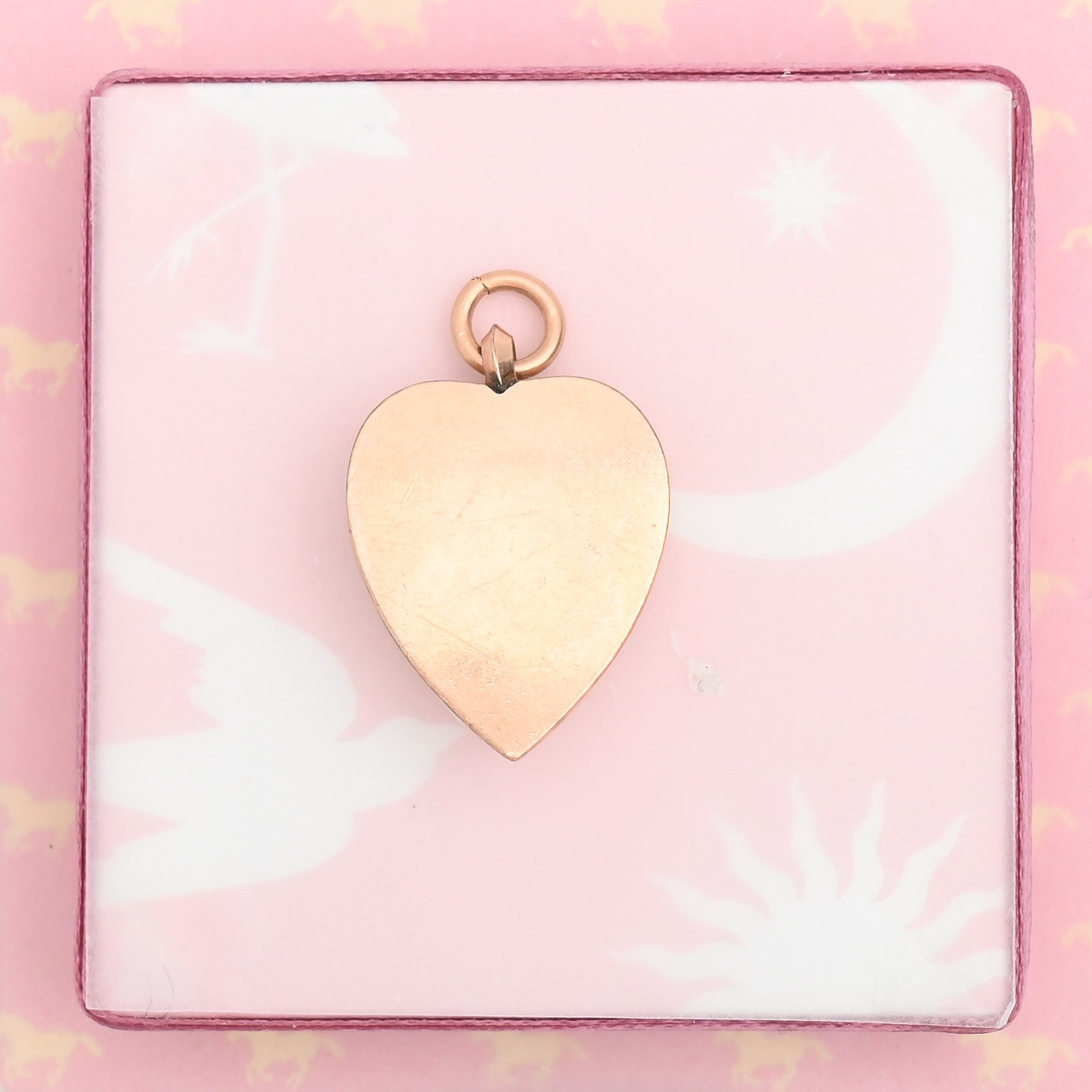 Antique Victorian TINY Heart & Star Rose Gold Filled Paste Charm Pendant