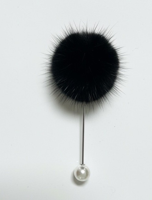 Vintage Real Mink Fur 1950’s Lapel Pin With Faux Pearl