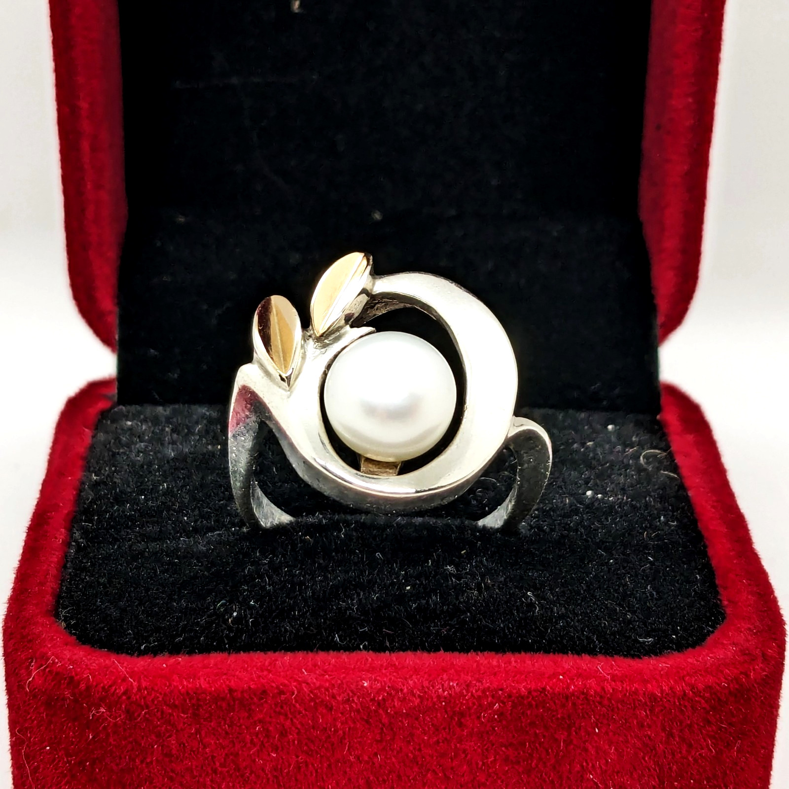 Vintage Luxury RING Silver 875 with Gold Inlay 585 -size: 8US (18mm) -5.52g. #16